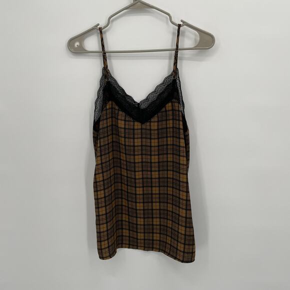 EVEREVE NWT Allison Joy Ryan Plaid Lace Cami Tank // M - Picture 7 of 8
